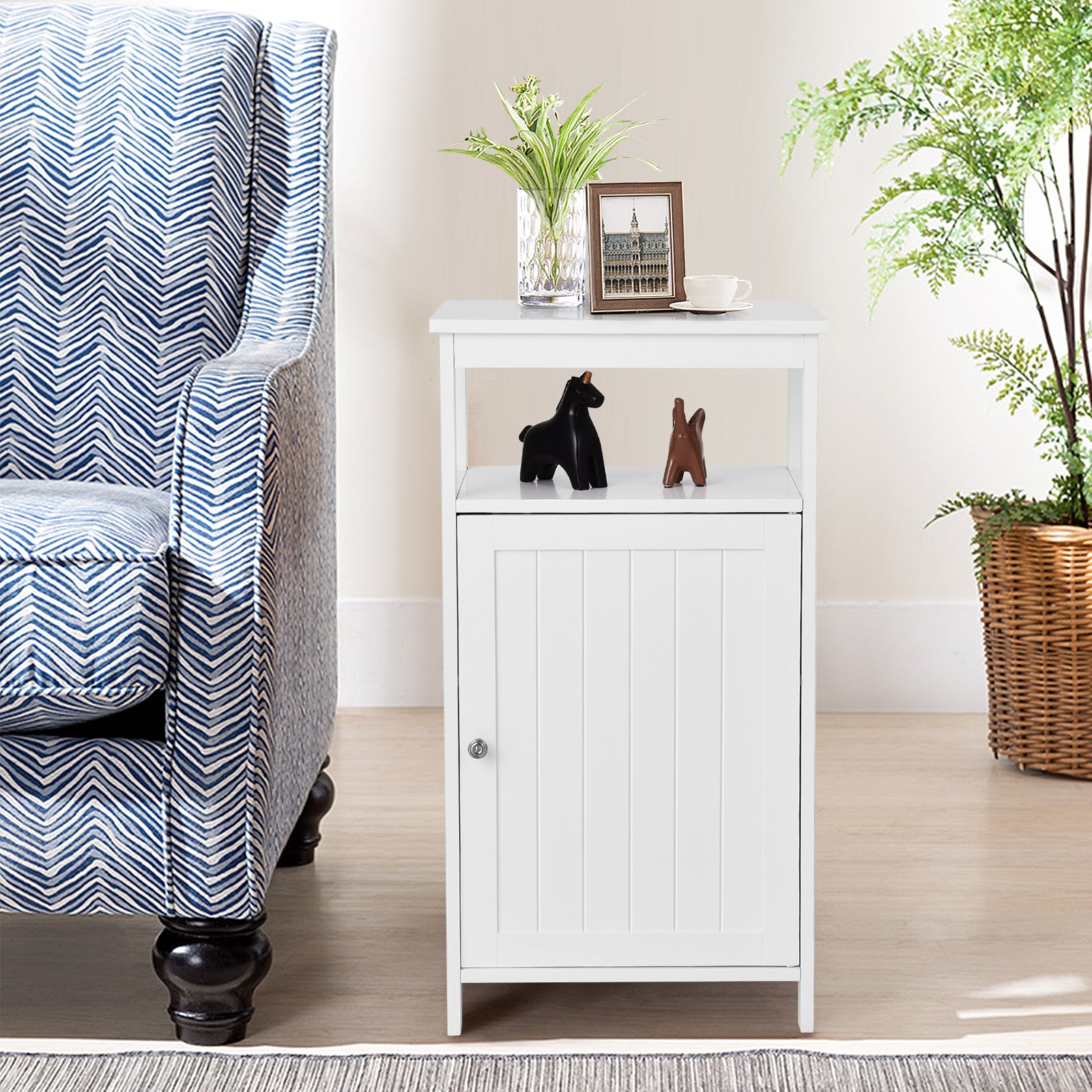 Floor Cabinet Multifunction Storage Rack Organizer Stand, White Floor Cabinets at Gallery Canada