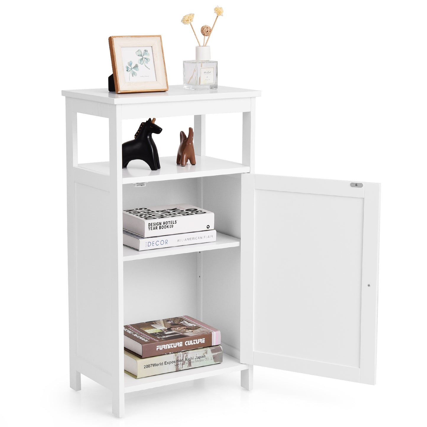 Floor Cabinet Multifunction Storage Rack Organizer Stand, White Floor Cabinets at Gallery Canada