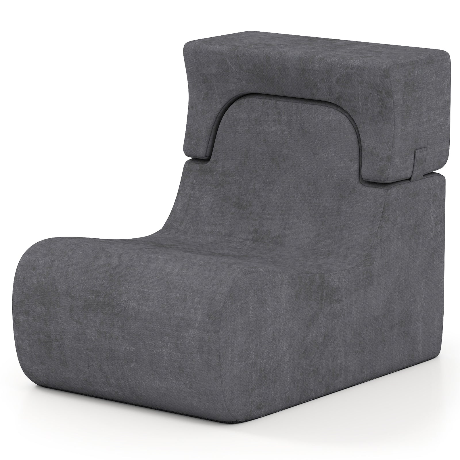 Floor Chair Lazy Sofa with Detachable Headrest, Gray Floor Chairs Gray at Gallery Canada