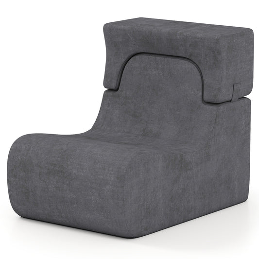 Floor Chair Lazy Sofa with Detachable Headrest, Gray Floor Chairs Gray at Gallery Canada