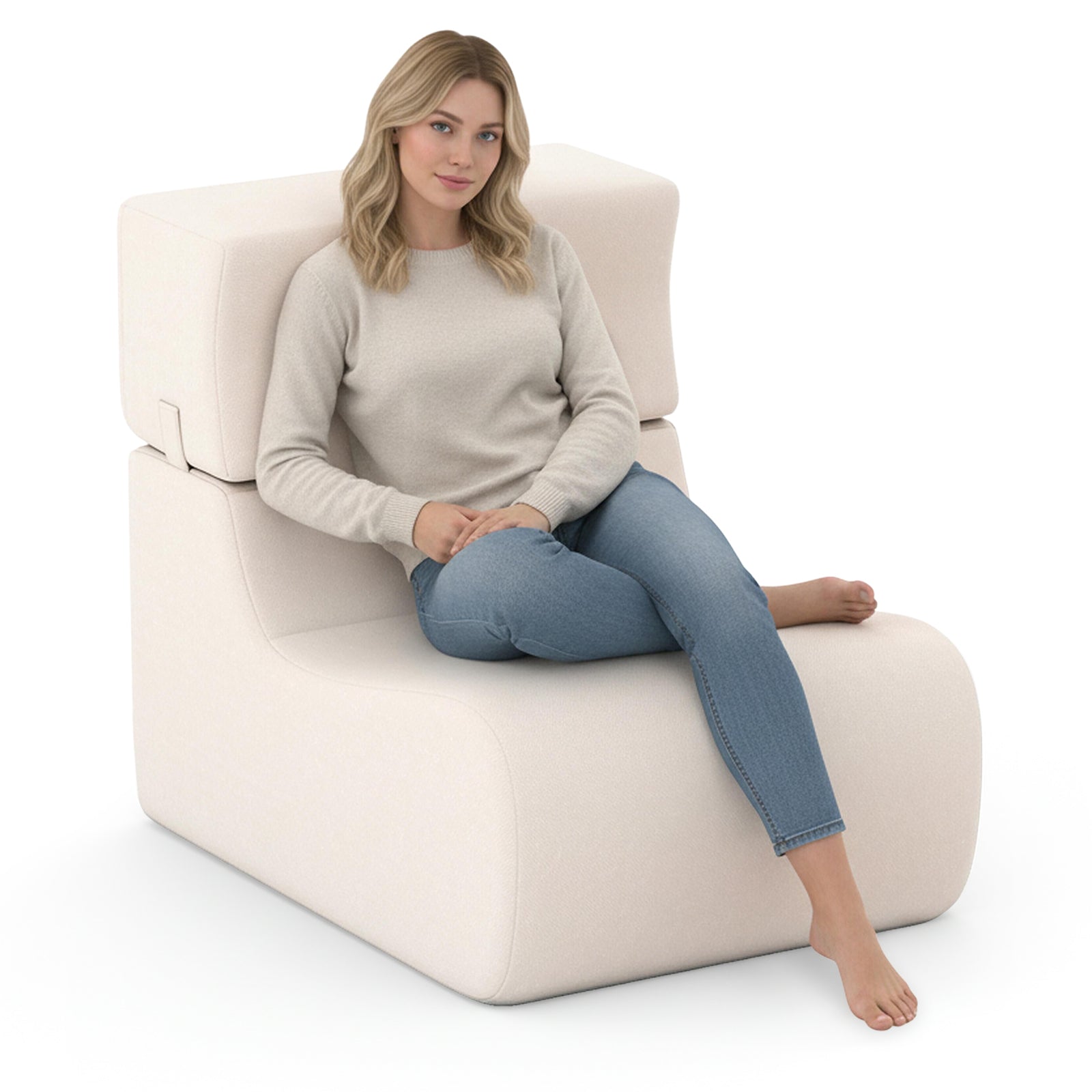 Floor Chair Lazy Sofa with Detachable Headrest, Beige Floor Chairs at Gallery Canada