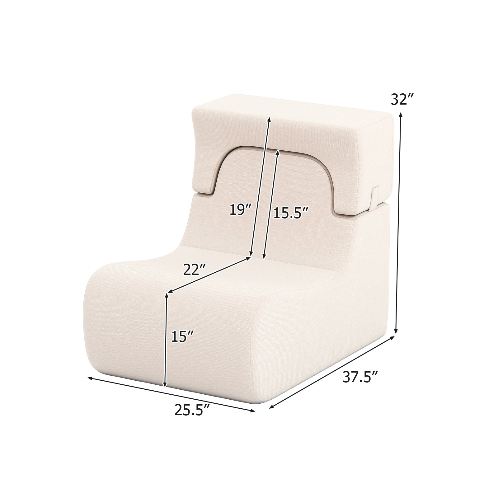 Floor Chair Lazy Sofa with Detachable Headrest, Beige Floor Chairs at Gallery Canada