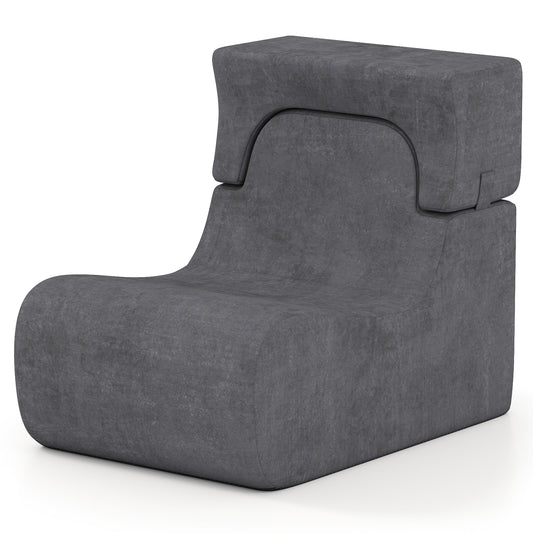 Floor Chair Lazy Sofa with Detachable Headrest, Gray Floor Chairs Gray at Gallery Canada