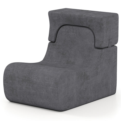 Floor Chair Lazy Sofa with Detachable Headrest, Gray