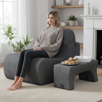 Floor Chair Lazy Sofa with Detachable Headrest, Gray Floor Chairs at Gallery Canada