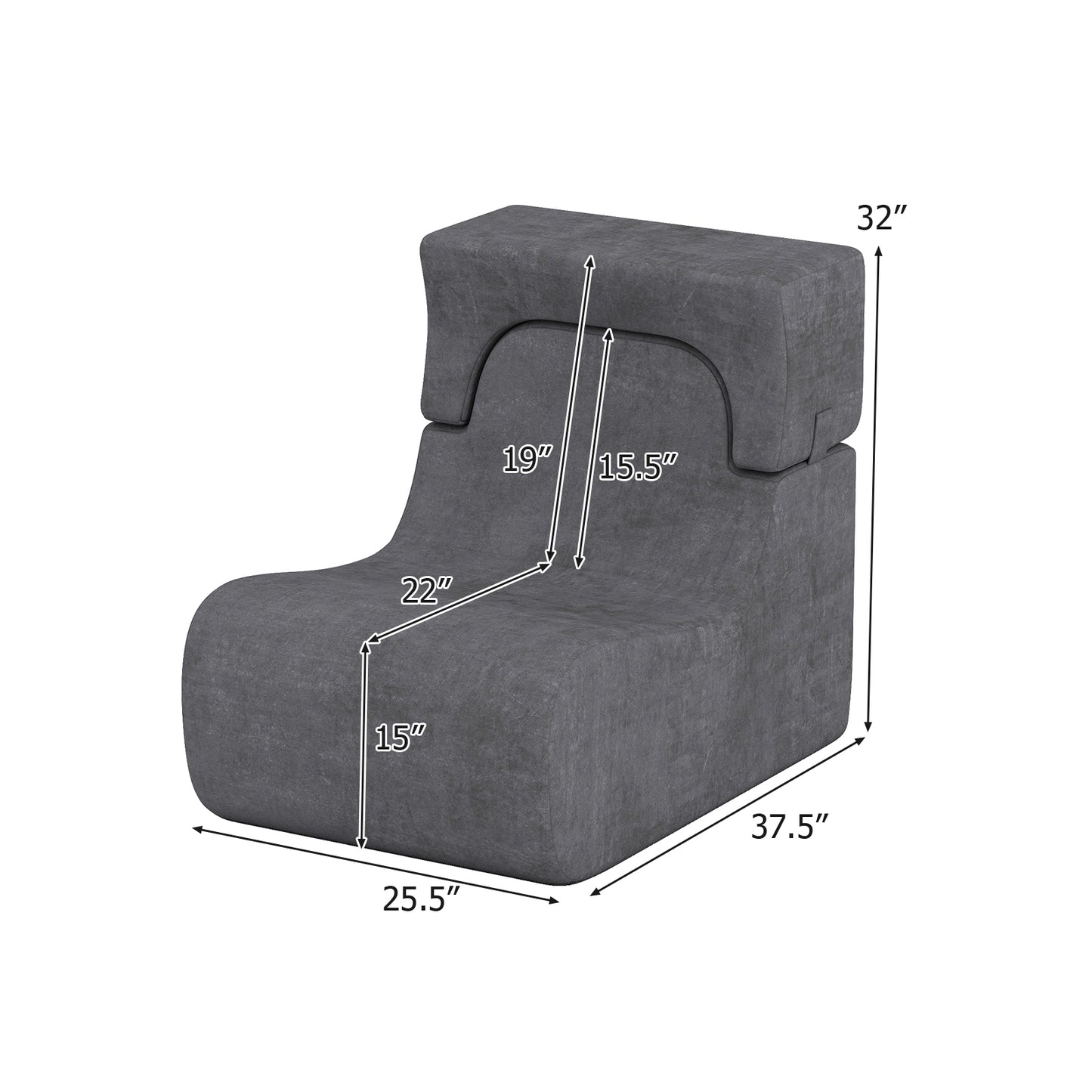 Floor Chair Lazy Sofa with Detachable Headrest, Gray Floor Chairs at Gallery Canada