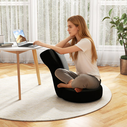 Floor Comfy Gaming Leisure Chair with Adjustable Headrest and Backrest, Black Floor Chairs at Gallery Canada