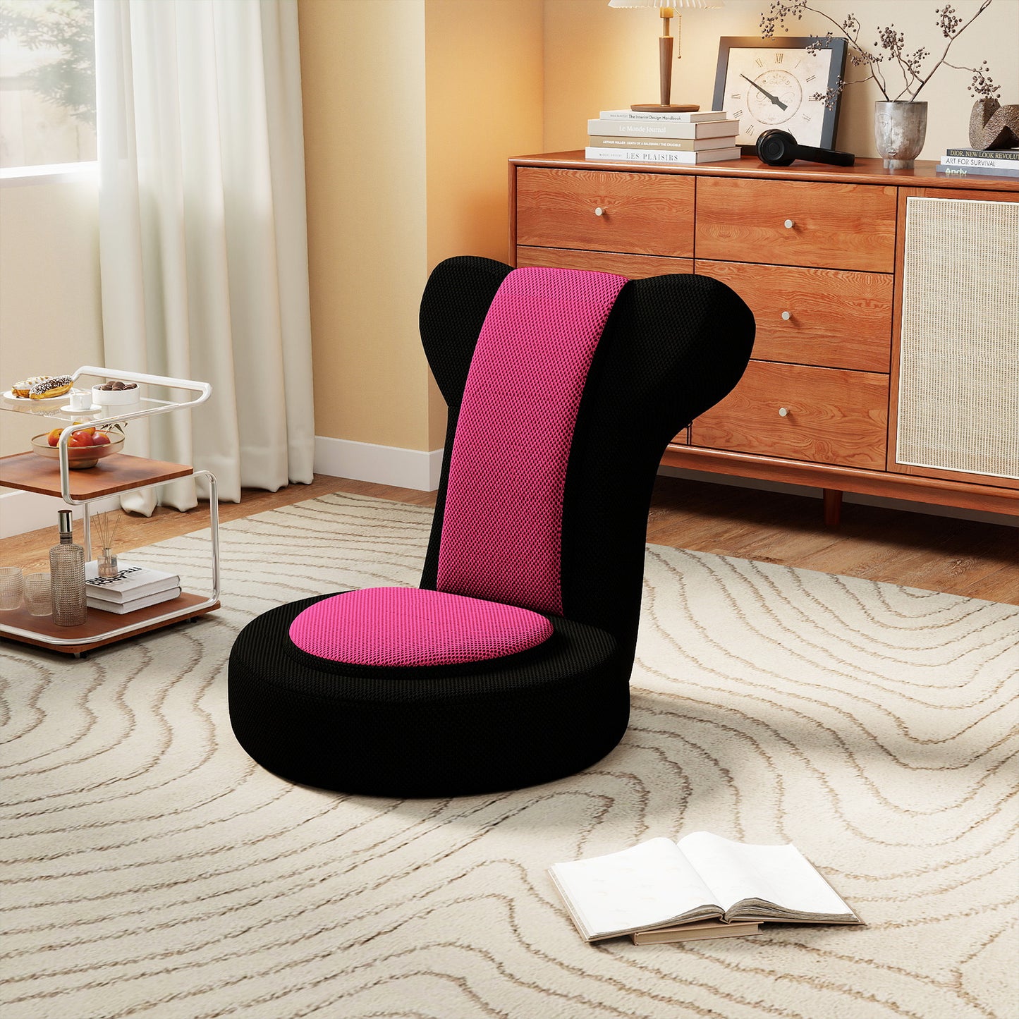 Floor Comfy Gaming Leisure Chair with Adjustable Headrest and Backrest, Pink Floor Chairs at Gallery Canada