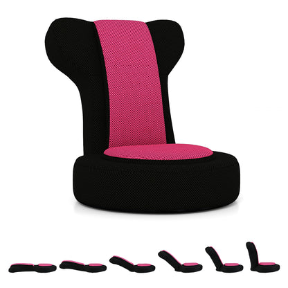 Floor Comfy Gaming Leisure Chair with Adjustable Headrest and Backrest, Pink Floor Chairs Pink at Gallery Canada