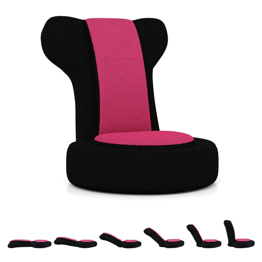 Floor Comfy Gaming Leisure Chair with Adjustable Headrest and Backrest, Pink