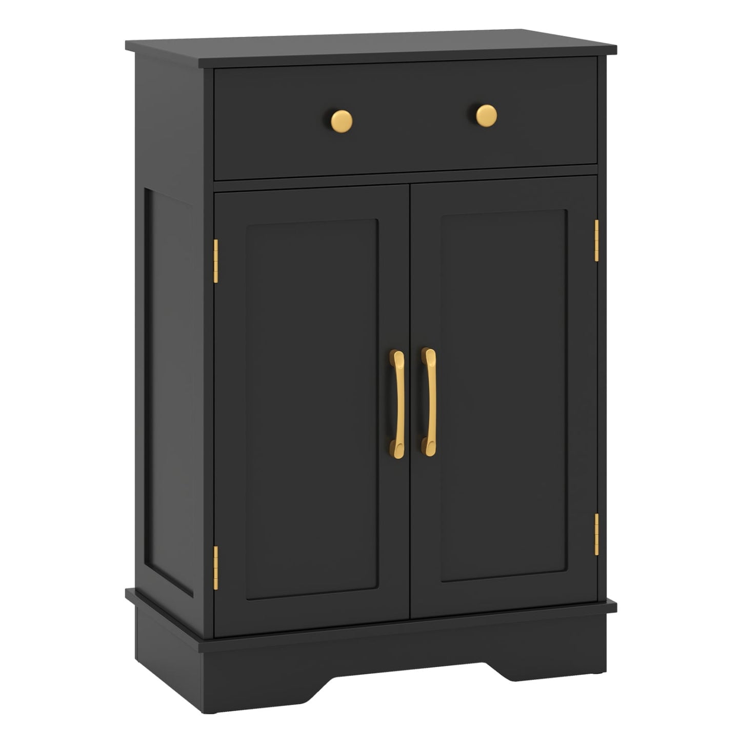 Floor Storage Cabinet with Doors Modern Buffet Sideboard with Drawer and Adjustable Shelf, Black
