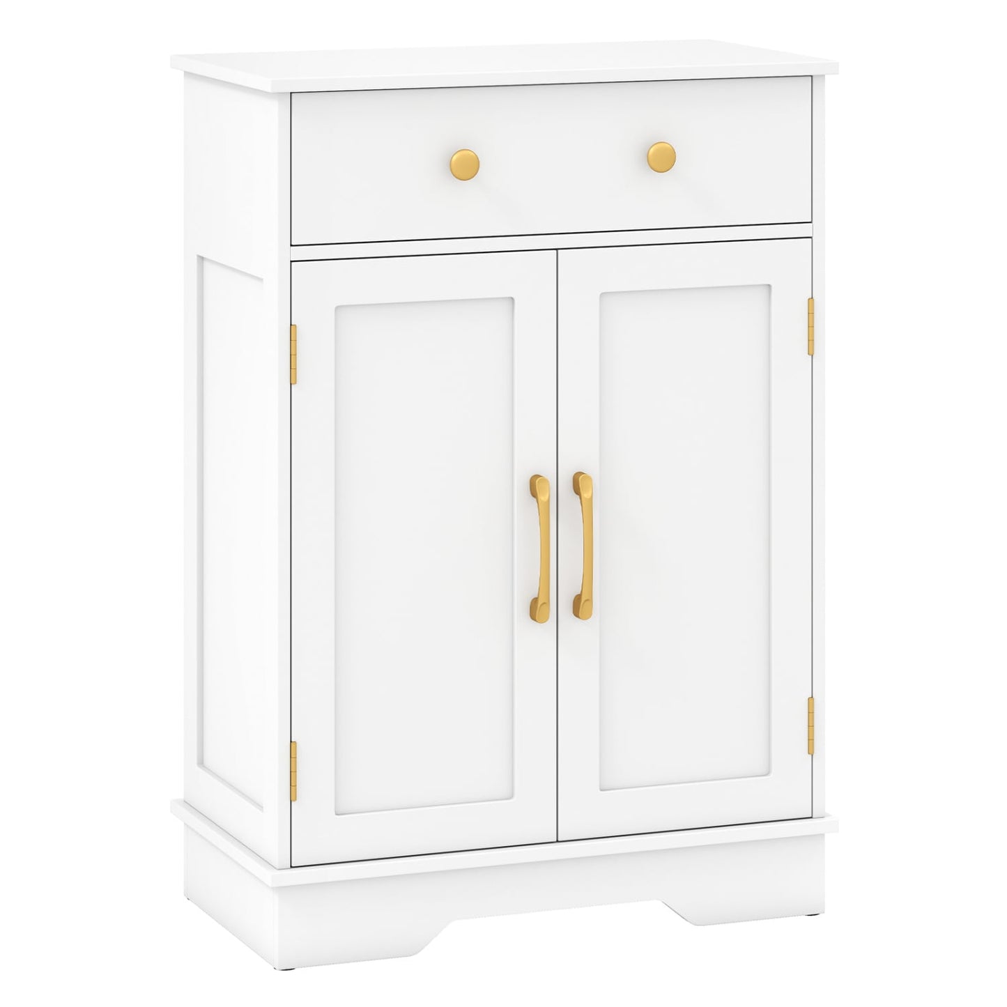 Floor Storage Cabinet with Doors Modern Buffet Sideboard with Drawer and Adjustable Shelf, White