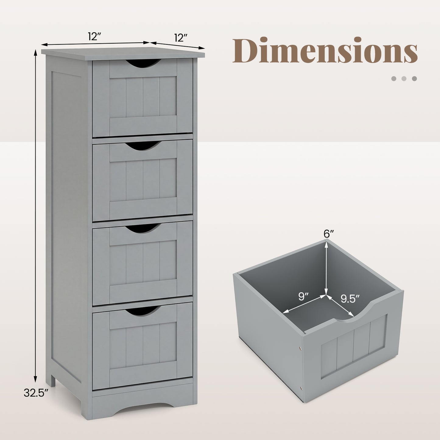 Wooden Free Standing Storage Side Organizer, Gray Floor Cabinets at Gallery Canada