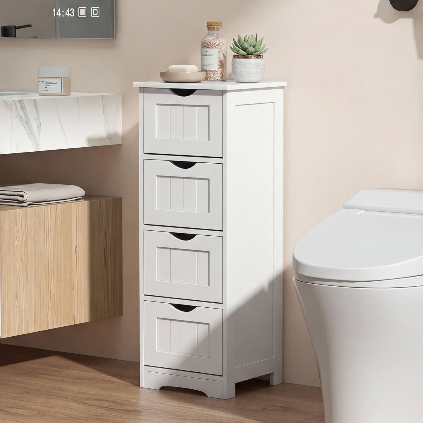 Wooden Free Standing Storage Organizer, White Floor Cabinets at Gallery Canada