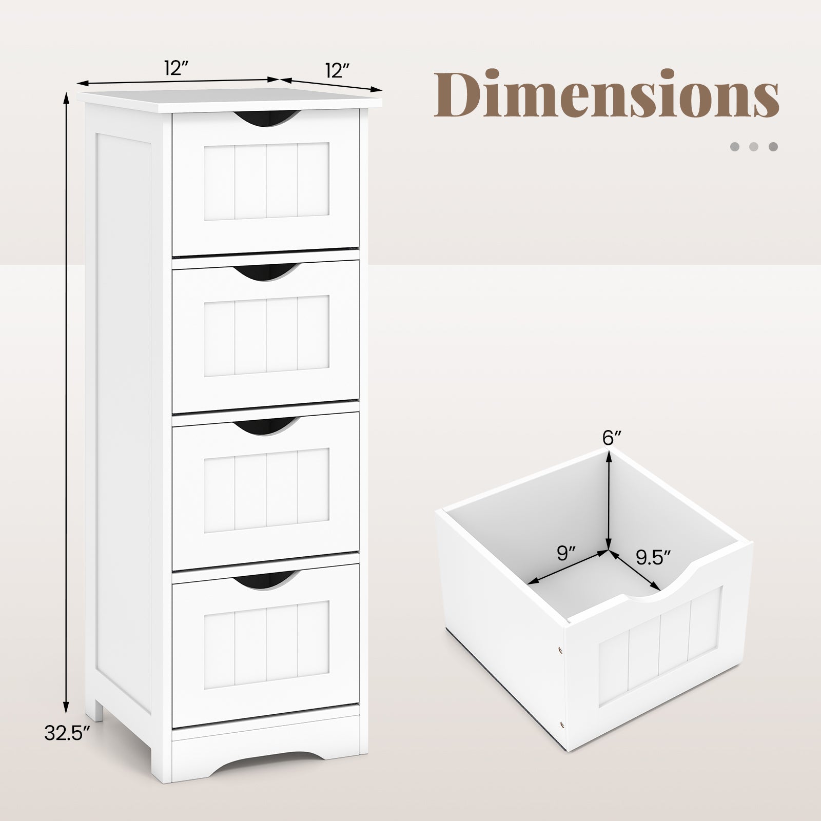 Wooden Free Standing Storage Organizer, White Floor Cabinets at Gallery Canada