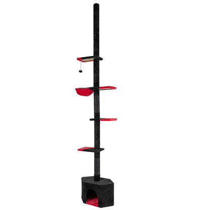 Gothic Cat Tree, 97-118 Inches, 5-Tier With Condo, Black, Red Cat Trees Condos & Scratchers at Gallery Canada