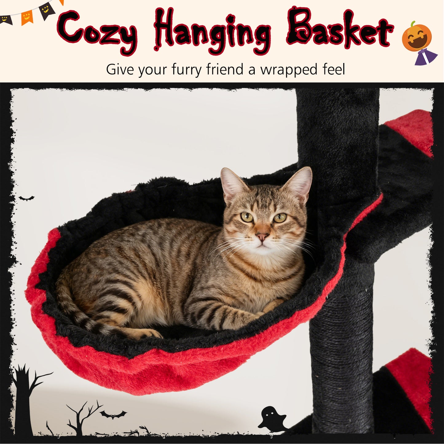 Gothic Cat Tree, 97-118 Inches, 5-Tier With Condo, Black, Red Cat Trees Condos & Scratchers at Gallery Canada