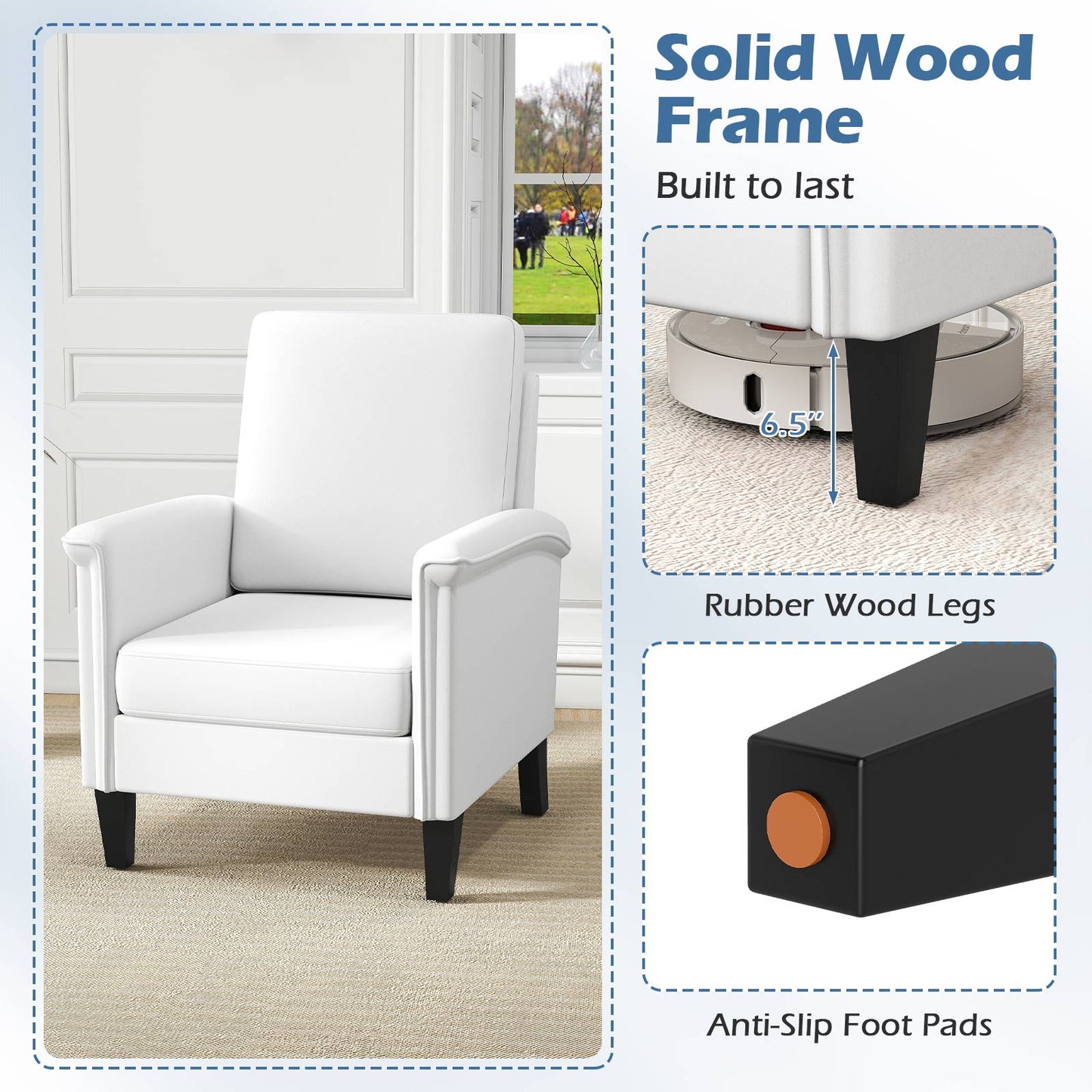 Floral Accent Chair Farmhouse Boho Armchair with Solid Wood Legs and High Back, Beige Sofas & Loveseats at Gallery Canada