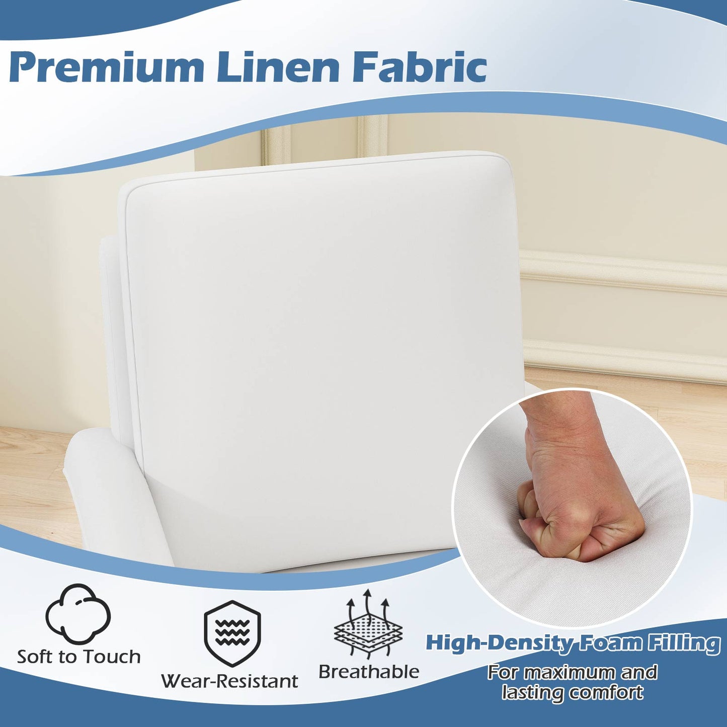 Floral Accent Chair Farmhouse Boho Armchair with Solid Wood Legs and High Back, Beige Sofas & Loveseats at Gallery Canada