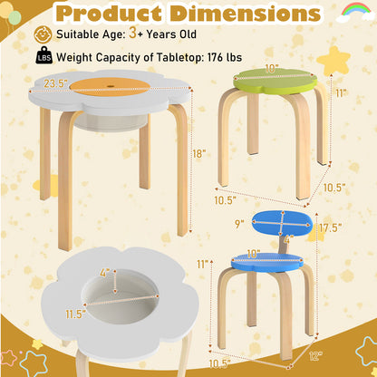 Flower-shaped Children Table Set Wooden Play and Activity Table with 2 Colorful Chairs and Stools, Multicolor Kids Table & Chair Sets at Gallery Canada