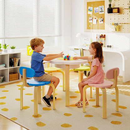 Flower-shaped Children Table Set Wooden Play and Activity Table with 2 Colorful Chairs and Stools, Multicolor Kids Table & Chair Sets at Gallery Canada