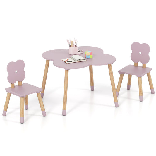 Flower-shaped Kids Table Set with Solid Pine Wood Legs, Pink Kids Table & Chair Sets Pink at Gallery Canada