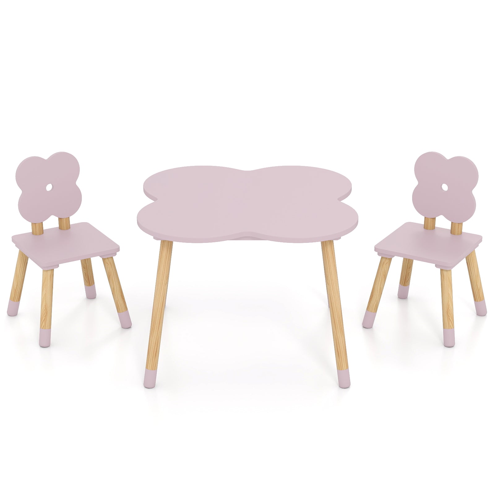 Kids Flower Table Set, Solid Pine Wood Legs, Pink Kids Table & Chair Sets at Gallery Canada