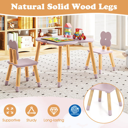 Kids Flower Table Set, Solid Pine Wood Legs, Pink Kids Table & Chair Sets at Gallery Canada