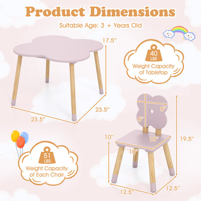 Kids Flower Table Set, Solid Pine Wood Legs, Pink Kids Table & Chair Sets at Gallery Canada