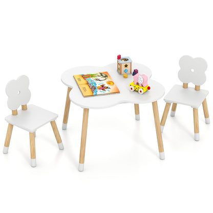 Kids Table Set, Flower-Shaped, Solid Pine Wood Legs, White Kids Table & Chair Sets White at Gallery Canada