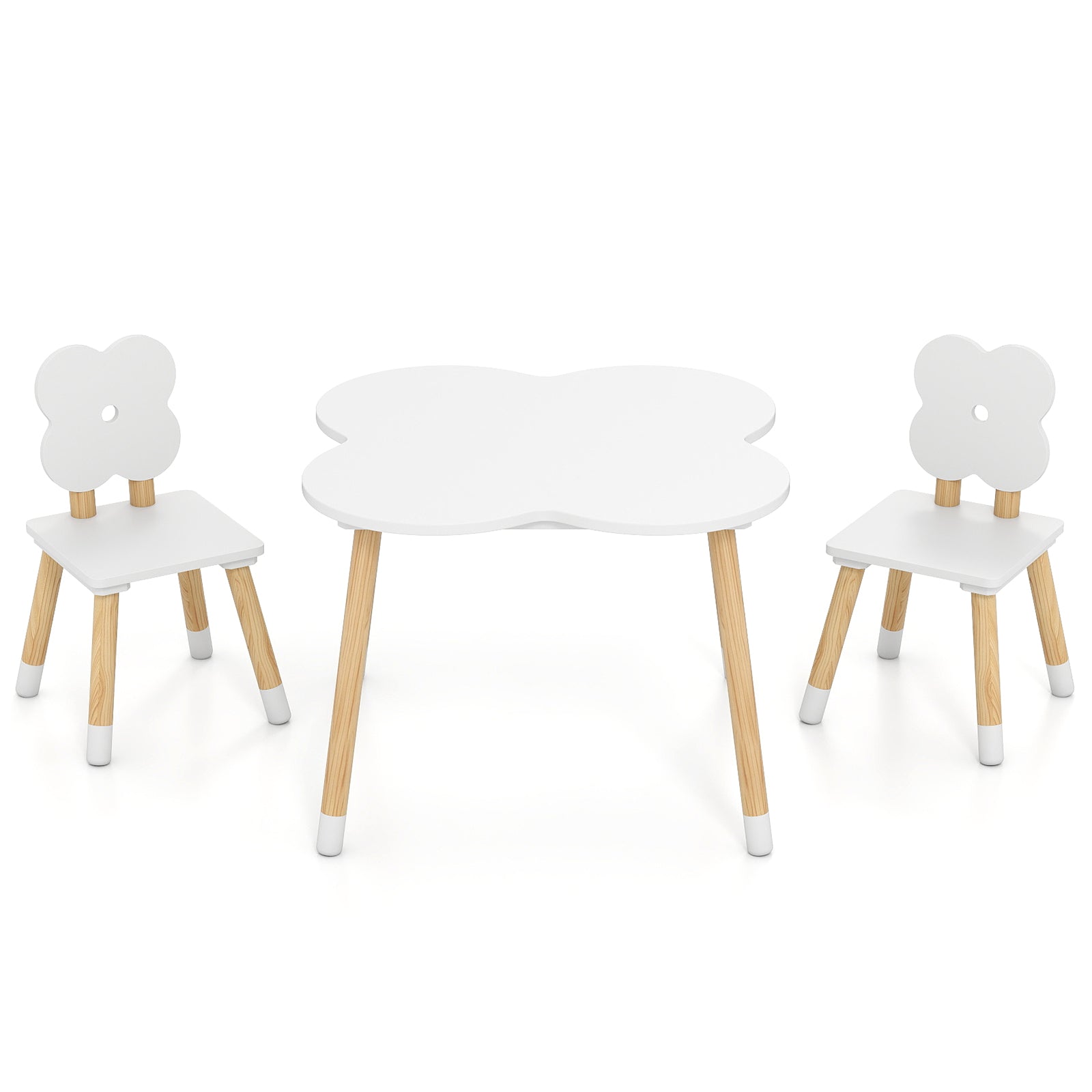 Kids Table Set, Flower-Shaped, Solid Pine Wood Legs, White Kids Table & Chair Sets at Gallery Canada