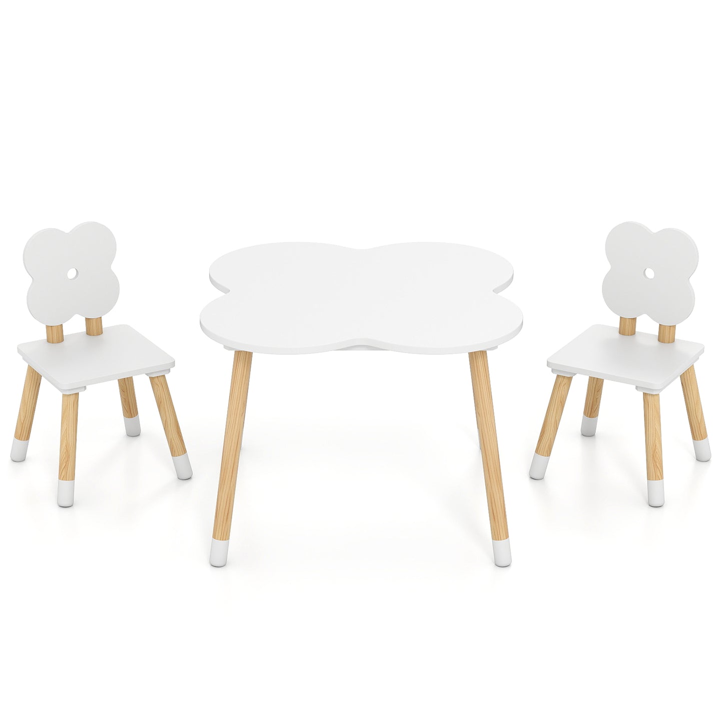 Kids Table Set, Flower-Shaped, Solid Pine Wood Legs, White Kids Table & Chair Sets at Gallery Canada