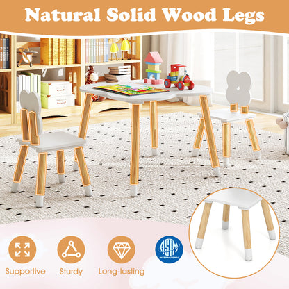 Kids Table Set, Flower-Shaped, Solid Pine Wood Legs, White Kids Table & Chair Sets at Gallery Canada