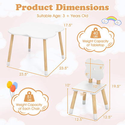 Kids Table Set, Flower-Shaped, Solid Pine Wood Legs, White Kids Table & Chair Sets at Gallery Canada