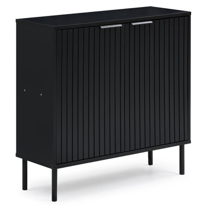 Buffet à cannelures, console 2 portes, noir