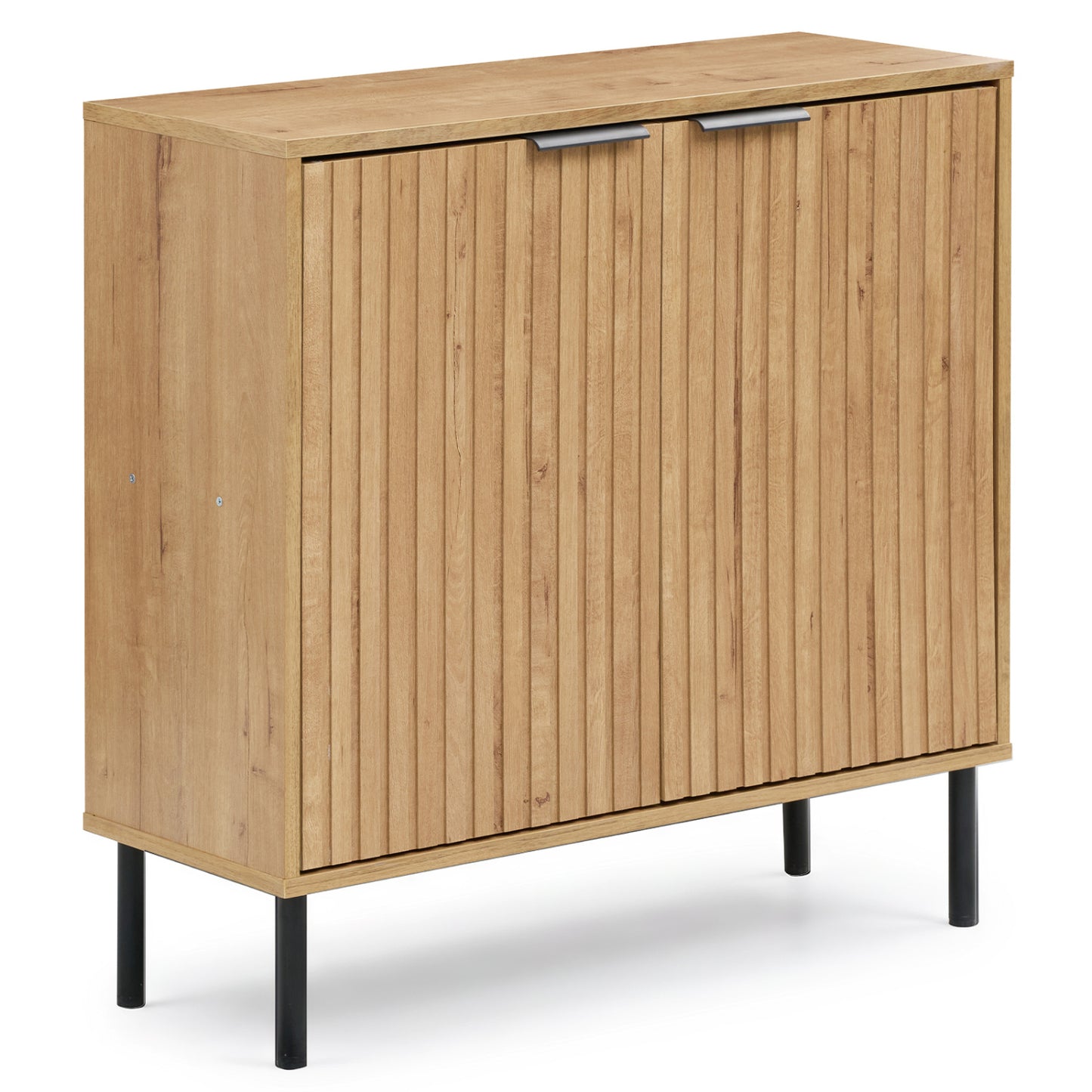 Fluted Buffet Cabinet, 2-Door Sideboard, Oak