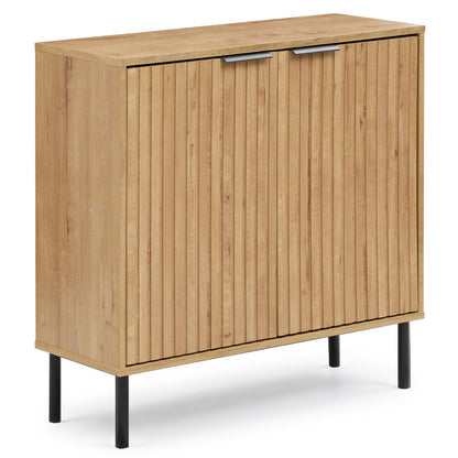 Fluted Buffet Cabinet, 2-Door Sideboard, Oak