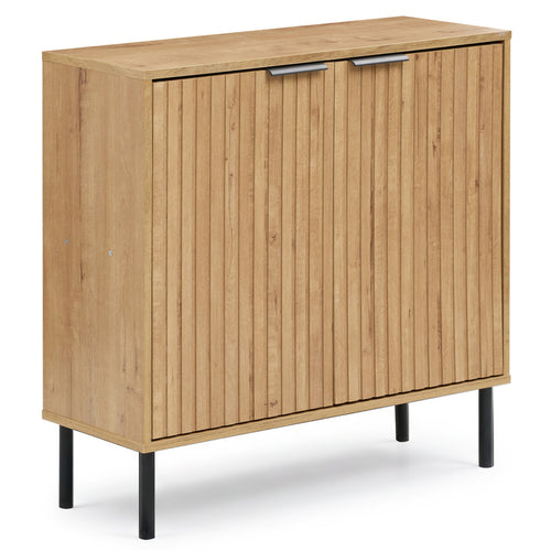 Fluted Buffet Cabinet, 2-Door Sideboard, Oak