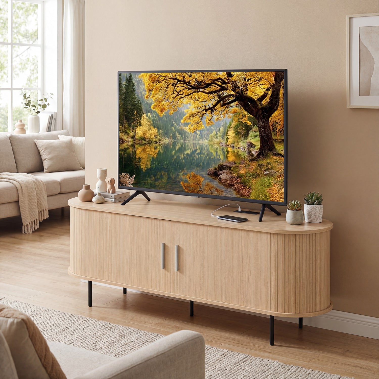 Fluted TV Stand For 60