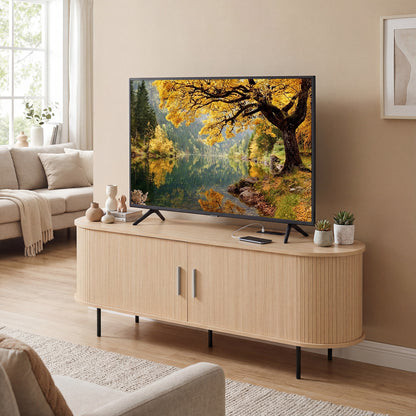 Fluted TV Stand For 60", Mid Century, Curved, Natural Entertainment Centers & TV Stands at Gallery Canada