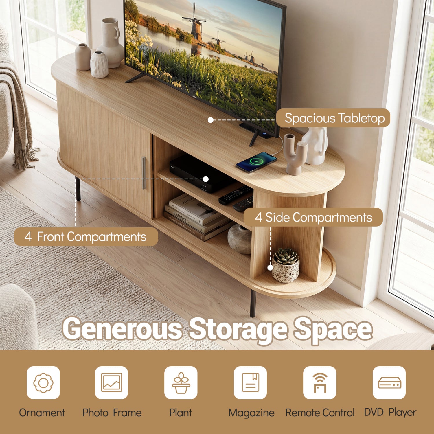 Fluted TV Stand For 60