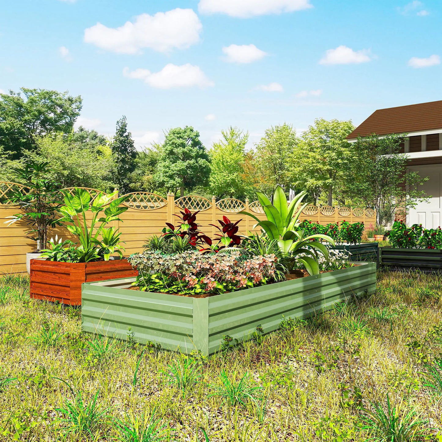 95" X 36" X 12" Galvanized Raised Garden Bed, Green Galvanized Planter Boxes at Gallery Canada