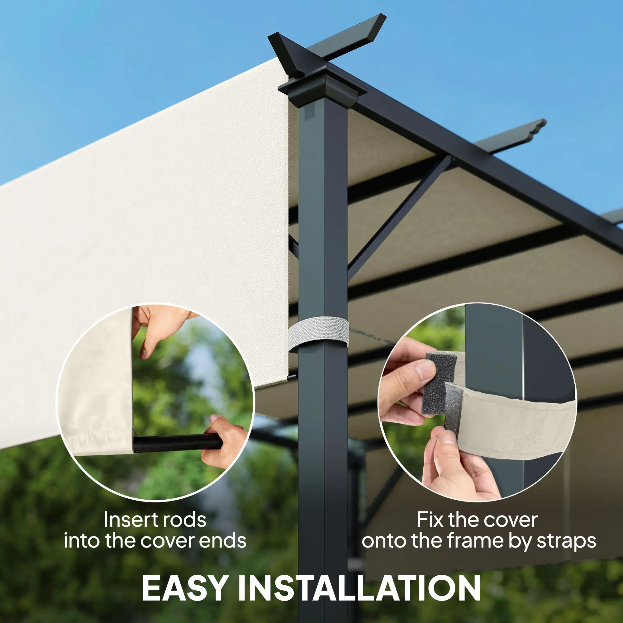 2 Pcs UV Protection Pergola Canopy, 10' x 10', Cream White Gazebo Canopy Replacement at Gallery Canada