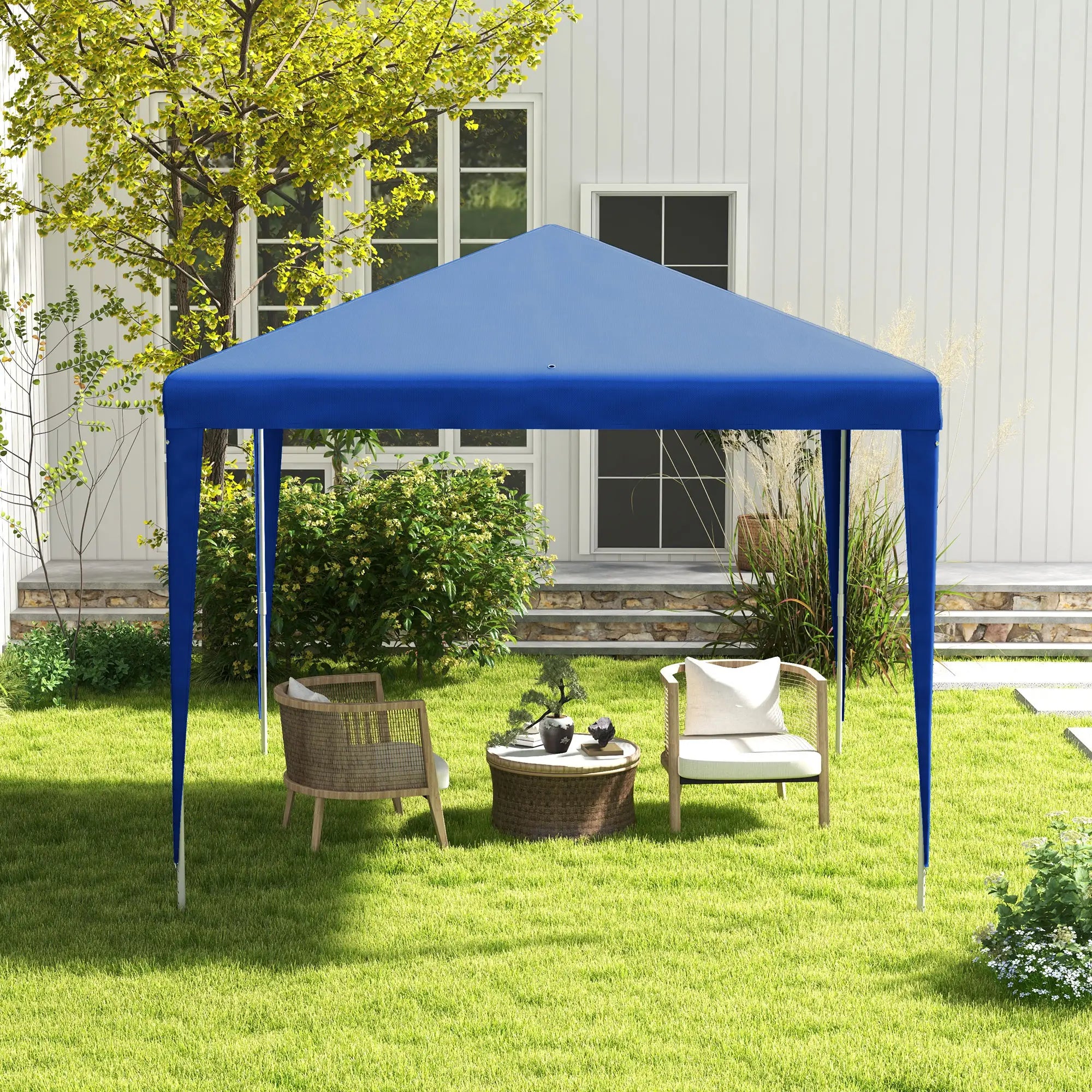 9' x 9' Portable Canopy Tent, Outdoor Gazebo, Dressed Legs, Blue Canopy Tents at Gallery Canada