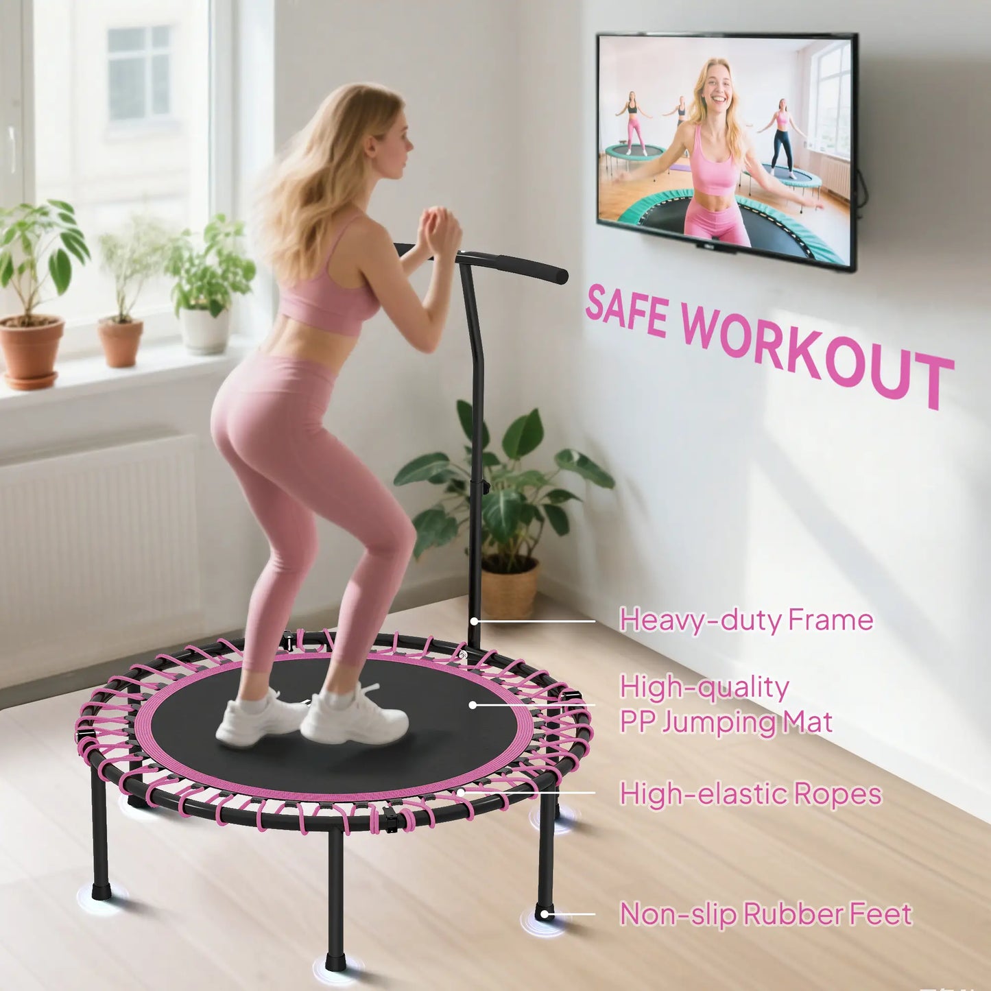 45" Mini Trampoline For Adults, Foldable Fitness Rebounder Trampolines at Gallery Canada