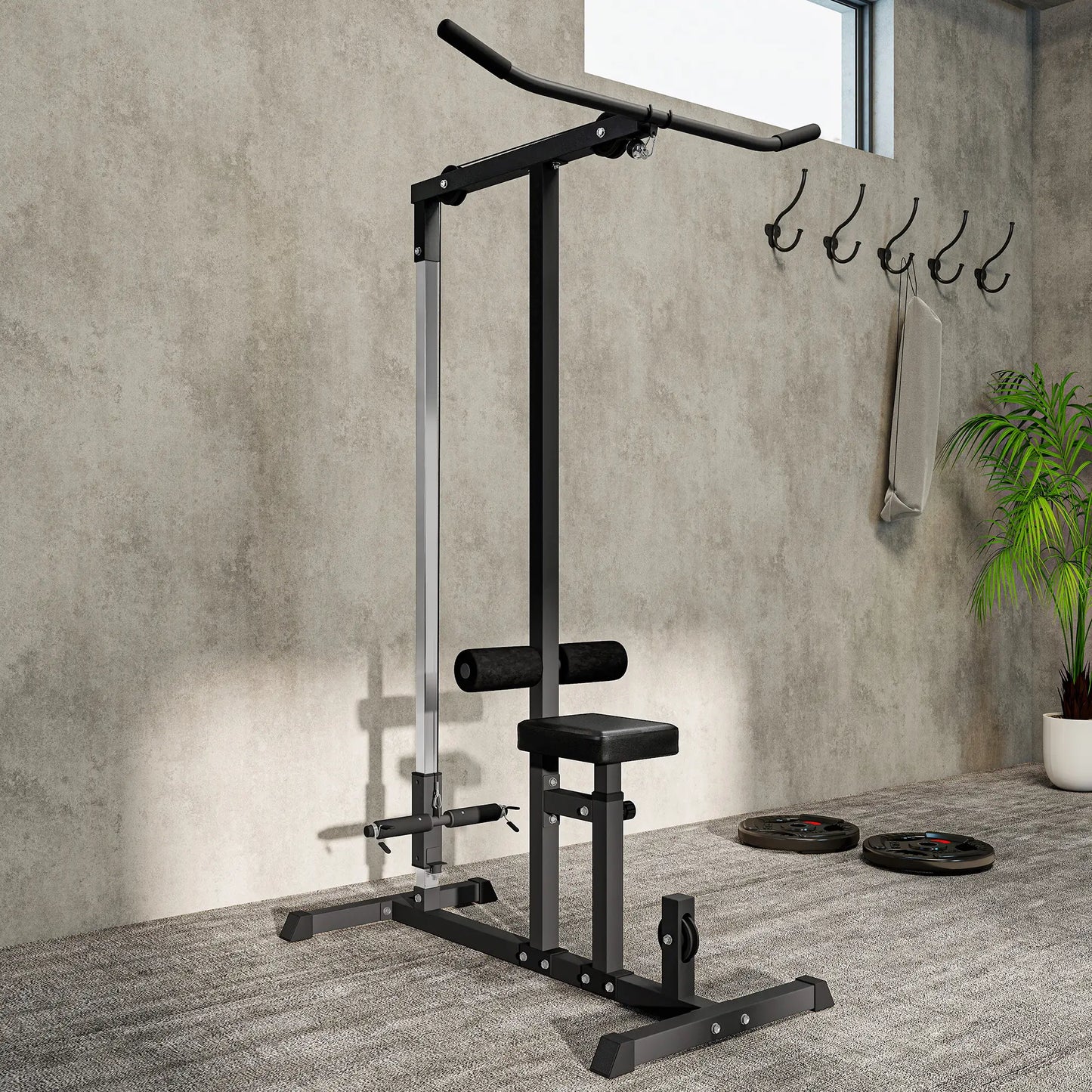 Lat Pull Down Machine, High Low Pulley Station, Adjustable Seat, Home Gym Power Towers at Gallery Canada
