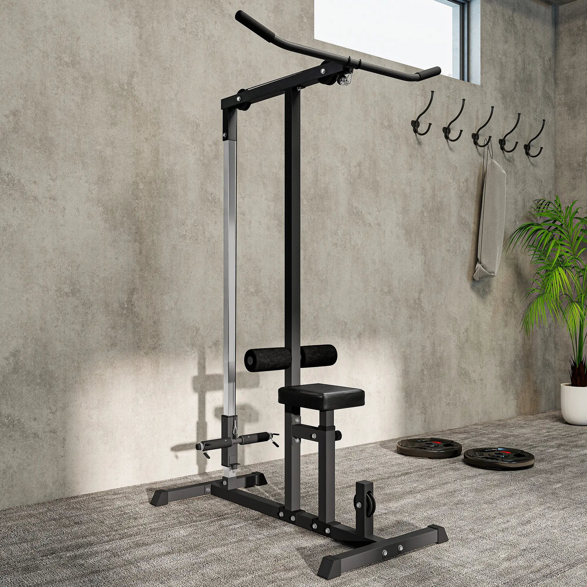 Lat Pull Down Machine, High Low Pulley Station, Adjustable Seat, Home Gym Power Towers at Gallery Canada