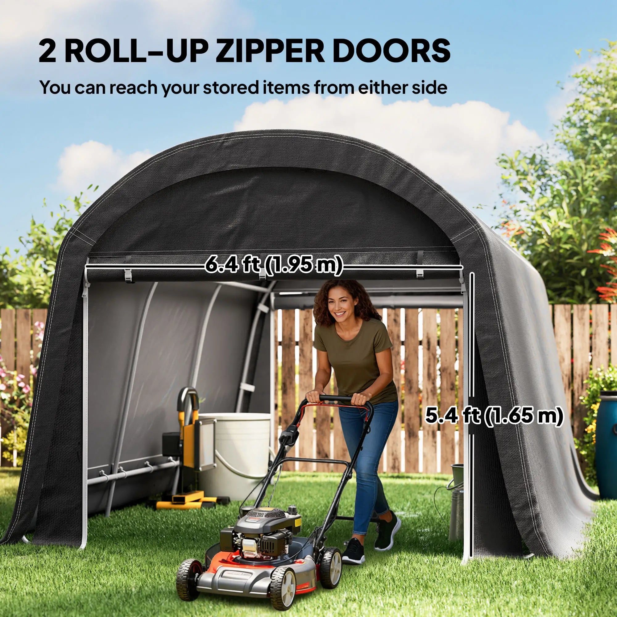 10' x 15' Portable Shed, Outdoor Storage Tent, Dark Grey Sheds at Gallery Canada