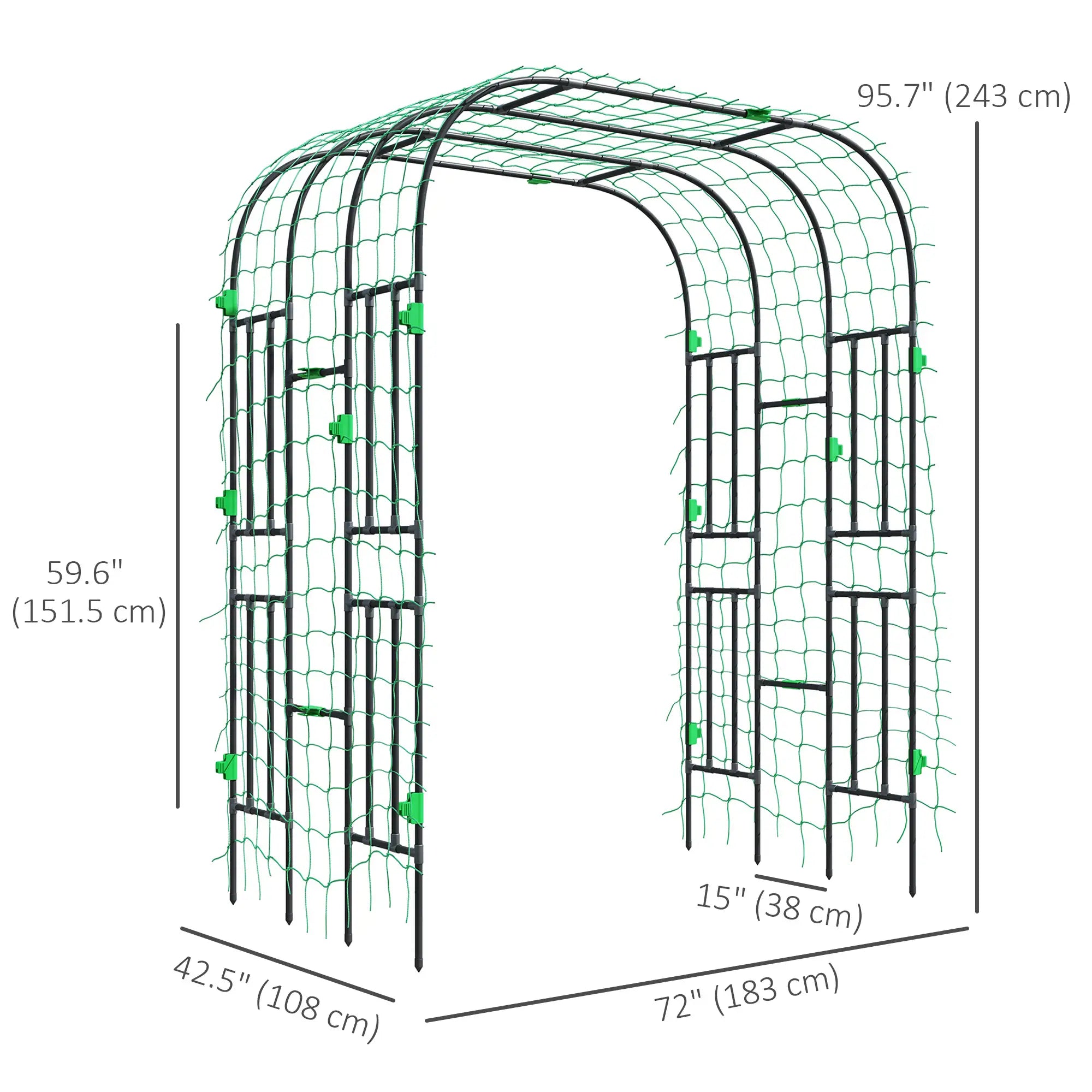 Arched Garden Trellis, 8 FT Tall Metal Plant Support with Netting Plant Stands at Gallery Canada