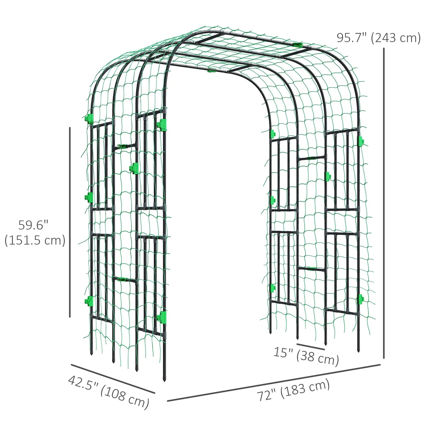 Arched Garden Trellis, 8 FT Tall Metal Plant Support with Netting Plant Stands at Gallery Canada